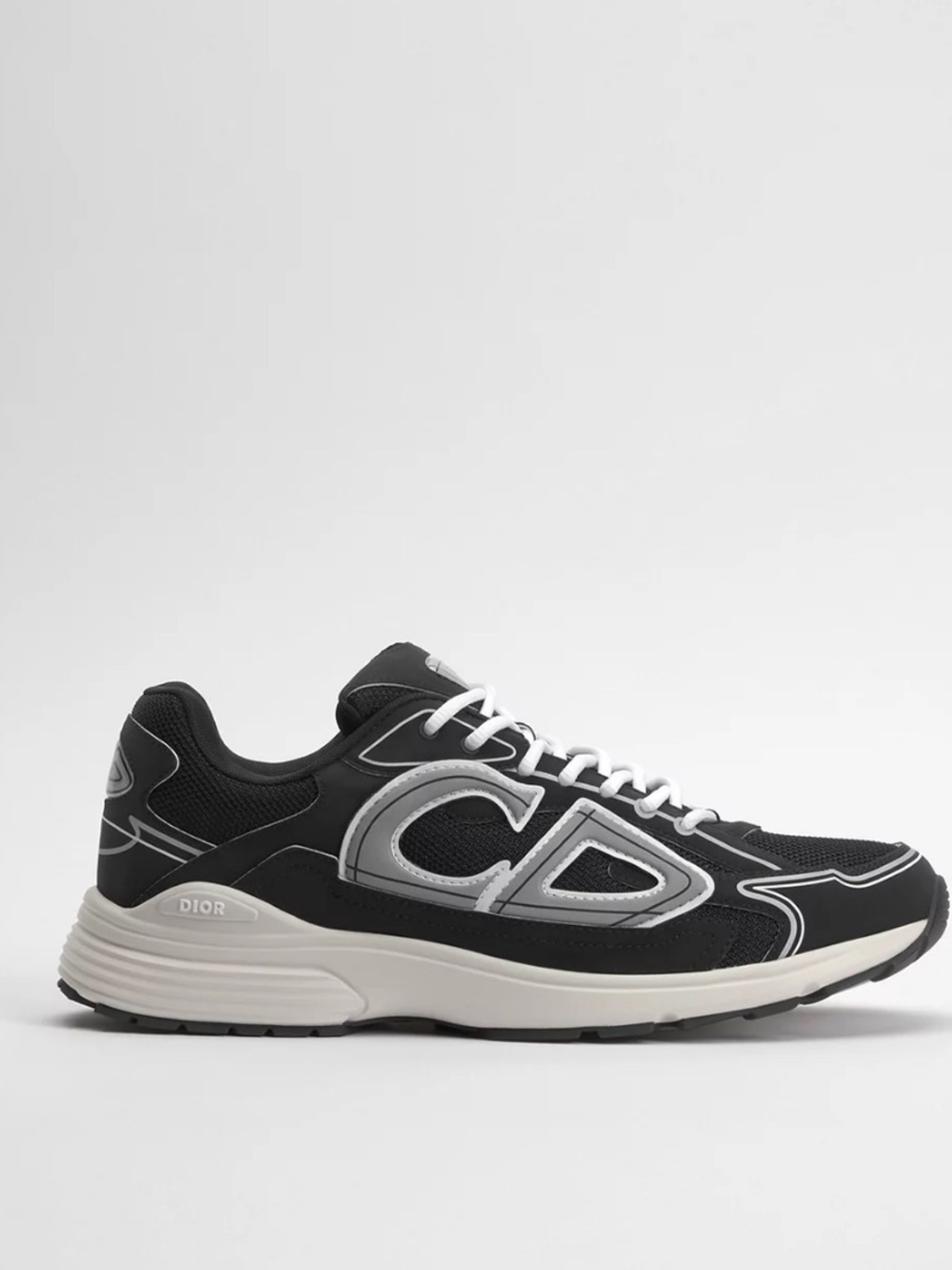 Dior Black Low-Top Sneaker with White and Gray Accents